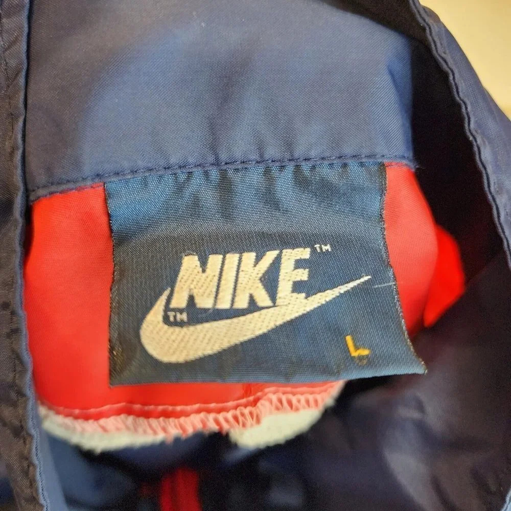 Nike Men's Vintage Jacket Windbreaker Pullover Red White Blue 1/4‎ Zip Size L - Picture 7 of 11